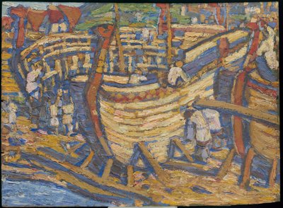 Construindo os navios. Esboço para a pintura do mesmo título, 1903 de Nicholas Roerich