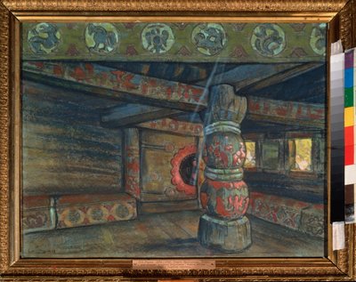 Decoração preparatória da ópera "Príncipe Igor" de Alexander Borodin (Borodin) (1833-1887). Trabalho de Nicolas (Nicholas) Roerich (1874-1947), gouache e pastel sobre papel de Nicholas Roerich