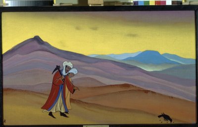 Khosrow e Shirin. Lenda persa do século 13: história de amor entre o rei sassânida Khosrow II e a princesa cristã Shirin. Pintura de Nicholas Roerich (1874-1947), têmpera sobre tela de Nicholas Roerich