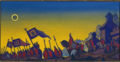 campanha de Igor. Inspirado na literatura eslava do século XII, poema épico baseado nos fatos militares do príncipe Igor Sviatoslavitch, conhecido como o bravo (1151-1201 ou 1202). Obra de Nicolas Roerich (1874-1947), têmpera sobre tela de Nicholas Roerich