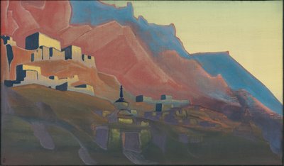 Ladakh, pôr do sol, série "Montanhas Sagradas", 1933 de Nicholas Roerich