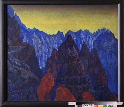 O Grito da Serpente (paisagem montanhosa tibetana). Pintura de Nicholas Roerich (1874-1947), tempera sobre madeira de Nicholas Roerich