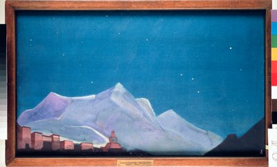 O Mosteiro Real de Hemis, Tibete (Budismo) Pintura de Nicolas (Nicholas) Roerich (1874-1947), tempera sobre tela de Nicholas Roerich