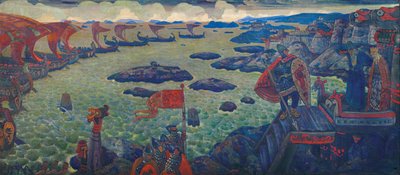 Pronto para a campanha O mar de Varangian, 1910 de Nikolai Konstantinowitsch Roerich