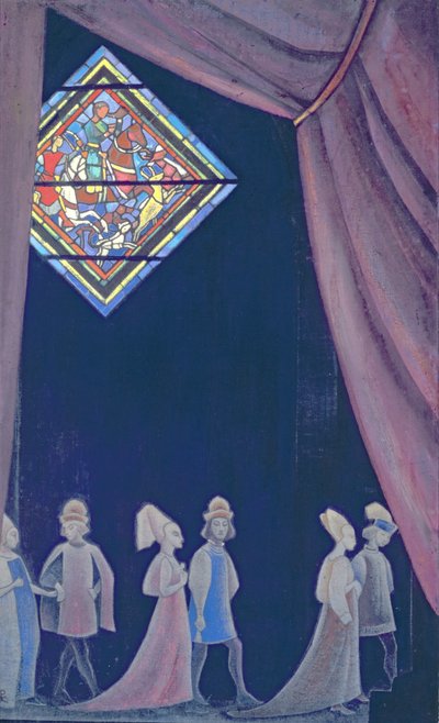Esboço para a ópera de Richard Wagner "Tristan and Isolde", década de 1910 de Nicholas Roerich