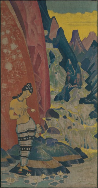 Canção da cachoeira, painel decorativo, série "Dreams of Wisdom", 1920 de Nicholas Roerich