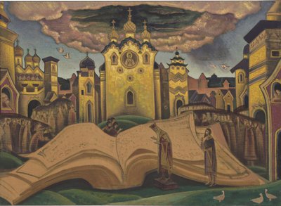 O Golubinaya Kniga (O Livro da Pomba, le livre de la colombe) por Roerich, Nicholas (1874-1947). Têmpera sobre tela, tamanho: 73,5x101,5 de Nicholas Roerich