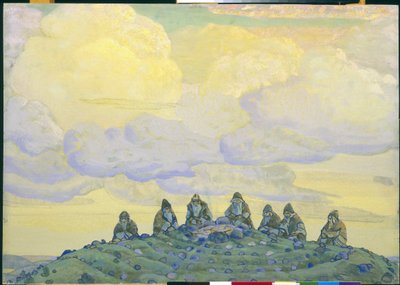 O Grande Sacrifício: decoração para o balé "O Rito da Primavera", de Igor Stravinsky, 1910 de Nicholas Roerich