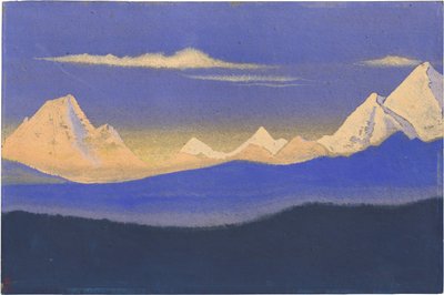 O Himalaia par Roerich, Nicholas (1874-1947). Têmpera sobre cartão, tamanho: 30,5x45,7 de Nicholas Roerich