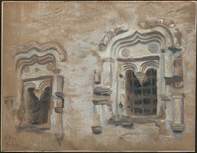 Janelas de uma casa do século XVII, Pskov, de "Estudos da jornada pelas antigas cidades russas", 1903 de Nicholas Roerich