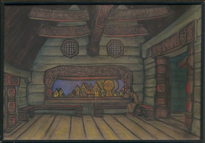 Sala da torre de Yaroslavna, decoração da ópera de Borodin "Prince Igor", 1914 de Nicholas Roerich