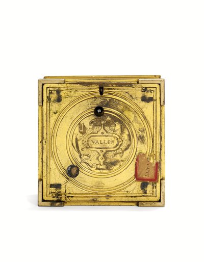 Elizabeth I gravou um impressionante relógio de mesa horizontal, c.1590-1600 (latão dourado) de Nicholas Vallin