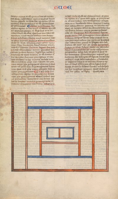 Disposição dos acampamentos levitas ao redor do Tabernáculo, um dos seis ilustrados..., ca. 1360-1380. de Nicholas of Lyra
