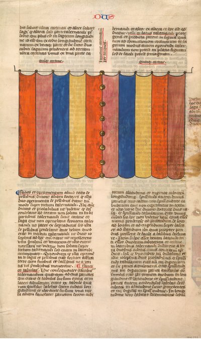 Cortina do Tabernáculo, uma das seis folhas ilustradas da Postilla Litteralis..., ca. 1360-1 de Nicholas of Lyra