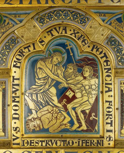 A descida de Cristo aos infernos, a partir do Altar de Verdun ... de Nicholas of Verdun