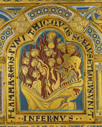 Os condenados no inferno, do altar de Verdun ... de Nicholas of Verdun