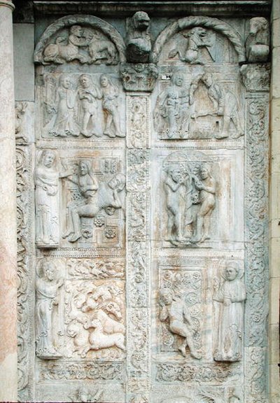 A história de Adão e Eva, do lado sul da varanda oeste, c.1120-38 (mármore) de Nicholaus Nicholaus