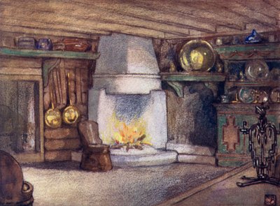 Noruega: A Cottage Interior, Telemarken (cor litho) de Nico Jungman
