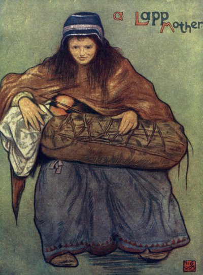 Noruega: A Lapp Mother and Child (cor litho) de Nico Jungman
