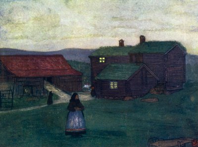 Noruega: Casas de quinta construídas de polacos (cor litho) de Nico Jungman