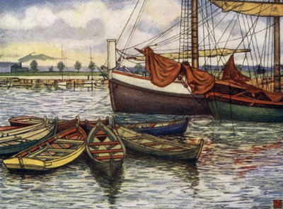 Noruega: Trondhjem, Barcos Antigos (cor litho) de Nico Jungman