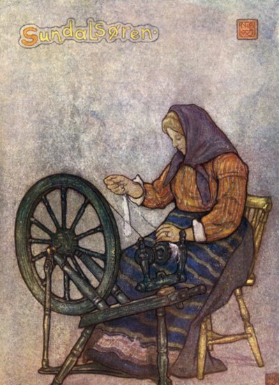 Noruega: Woman Spinning, Sundalsoren (cor litho) de Nico Jungman
