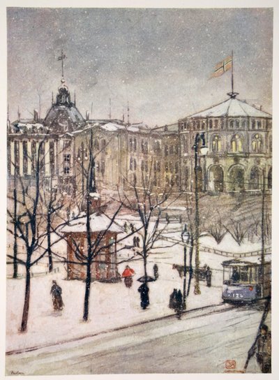 As Casas do Parlamento (Strorthing), Christiania, 1905 de Nico Jungman