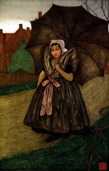 Dutch Girl in the Rain (pastel sobre papel) de Nico Jungmann