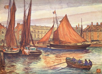 O Cais, Dieppe (litografia a cores) de Nico Jungmann