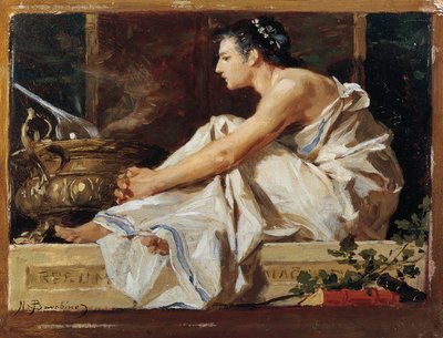 Estudo para geografia, por Nicolo Barabino (1832-1891), óleo sobre painel de Nicolo Barabino