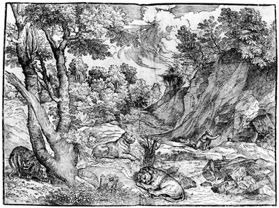 Grande paisagem com São Jerônimo, 1937 de Nicolò Boldrini