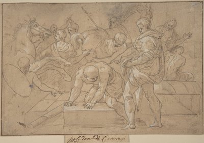 Estudo de Composição de Cena Histórica para Chapelle de Guise, século XVI. de Nicolò dell