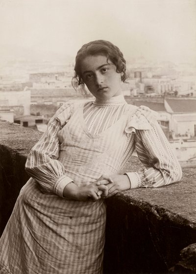 Mulher jovem num terraço, Nápoles de Nicola Biondi