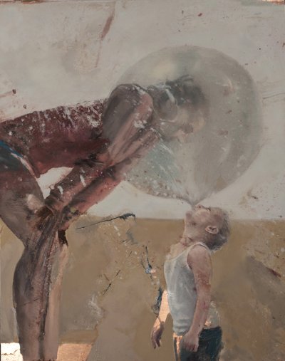 Bubble III (Criança com a mãe), 2020 (óleo sobre cobre) de Nicola Pucci