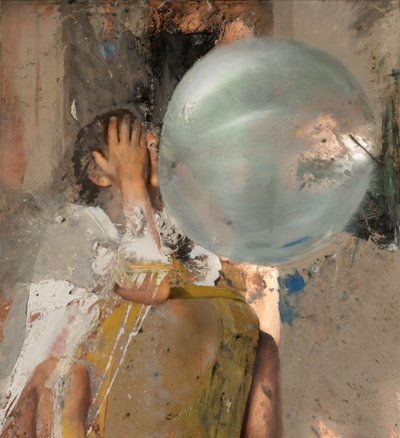 Bolha VI (Rapariga sentada), 2020 (óleo sobre cobre) de Nicola Pucci