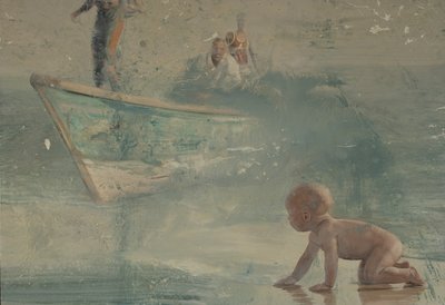 Criança na praia, 2016 (óleo sobre tela) de Nicola Pucci