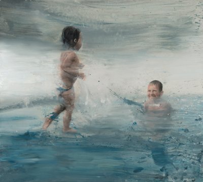 Crianças no mar, 2015 (óleo sobre tela) de Nicola Pucci