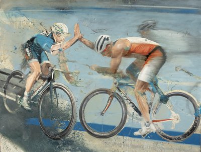 Ciclistas, 2021 (óleo sobre tela) de Nicola Pucci
