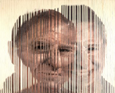 Face Fusion III, 2007 (óleo sobre tela cortado e aplicado sobre cartão) de Nicola Pucci