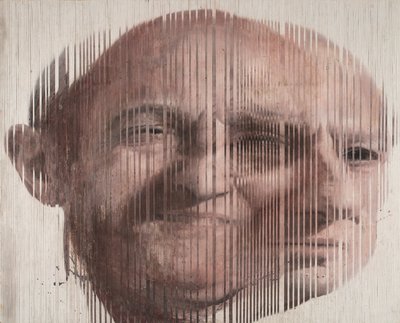 Face Fusion I, 2007 (óleo sobre tela cortado e aplicado em cartão) de Nicola Pucci