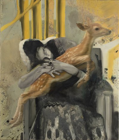 Frida com um cervo, 2018 (óleo sobre tela) de Nicola Pucci