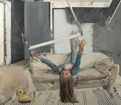 Rapariga com um trapézio, 2022 (óleo sobre tela) de Nicola Pucci