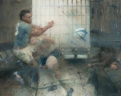 Tackling, 2016 (óleo sobre tela) de Nicola Pucci