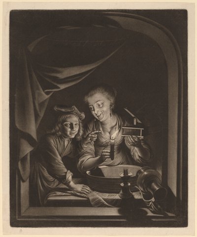 Empregada com uma ratoeira de Nicolaas Verkolje after Gerrit Dou