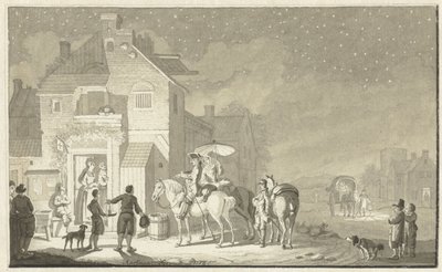 Grupo de viagem para pousada à noite de Nicolaes Aartman