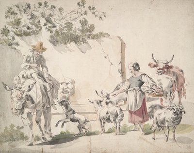 Camponeses indo ao mercado de Nicolaes Berchem
