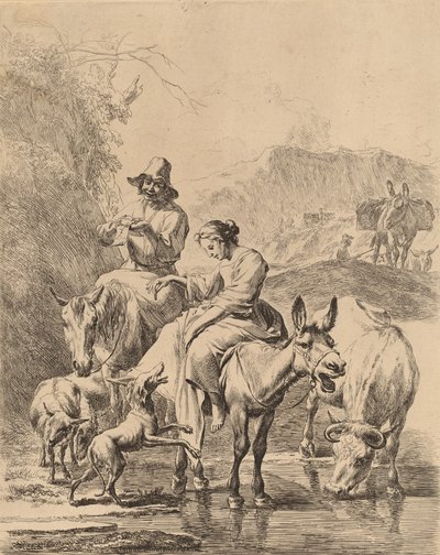 Pastora em um burro. de Nicolaes Berchem