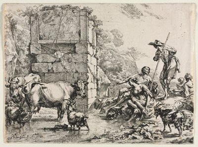 A vaca bebendo de Nicolaes Berchem