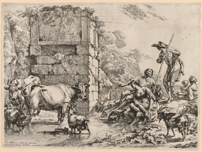 A vaca bebendo de Nicolaes Berchem