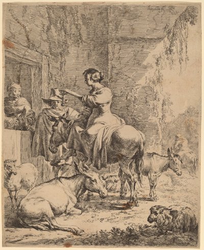 O Descanso antes da Pousada. de Nicolaes Berchem